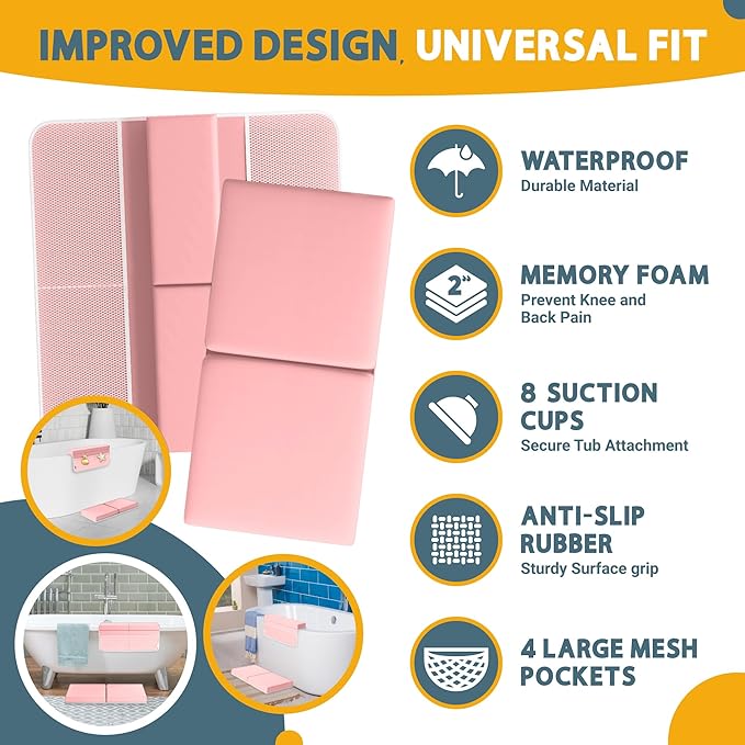 Memory Foam Bath Kneeler and Elbow Rest Pad Set, 2-Inch Thick, Water-Resistant - Image 5