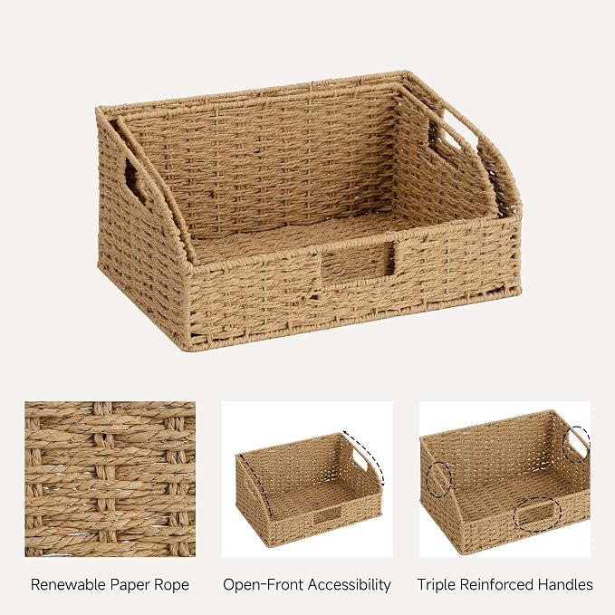 StorageWorks Pantry Baskets for Organizing, Paper Rope Storage Baskets for - Image 3