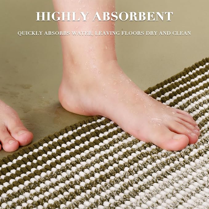 Bathroom Rugs and Mats Sets, 2 Piece Thick Absorbent Chenille Bath Mat Rug Set - Image 5