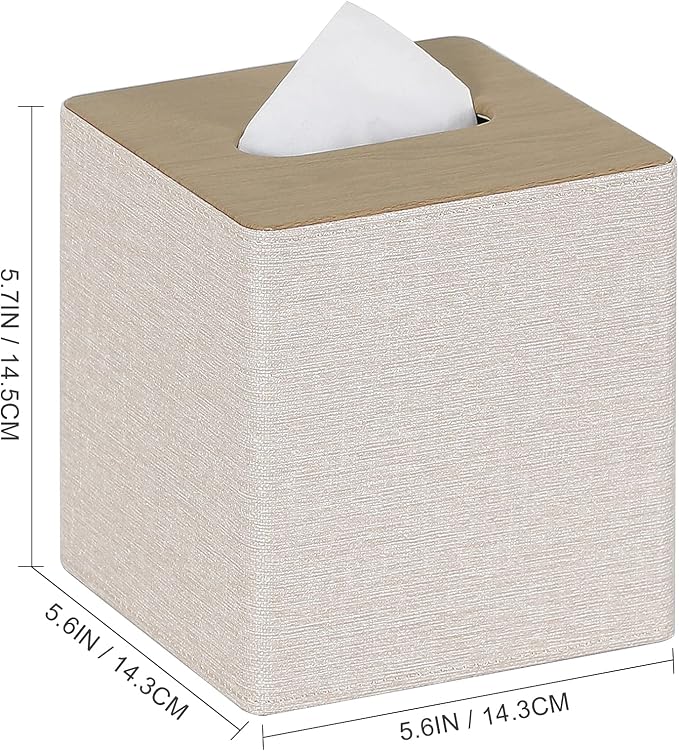 Tissue Box Cover Square PU Leather Facial Tissue Box Holder - Image 7