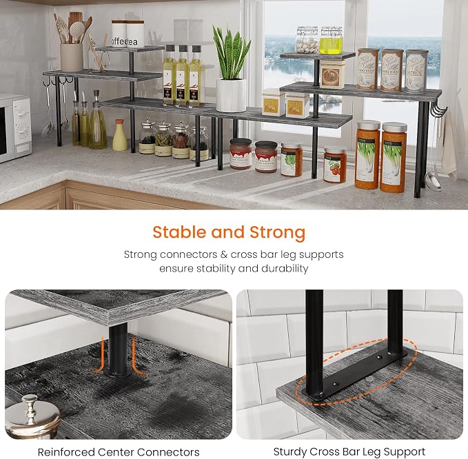 Homode Kitchen Countertop Organizer, 3 Tier Corner Shelf Bathroom Counter - Image 5