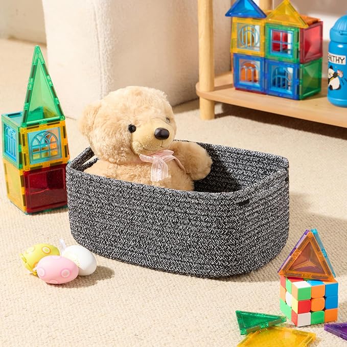 Small Storage Baskets for Organizing | Closet Organizer Bins | Shelf Toy Basket - Image 4