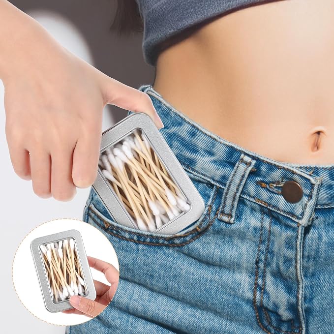4Pcs Travel Cotton Swab Holder, Portable Floss Pick Holder, Metal Cotton Ball - Image 6