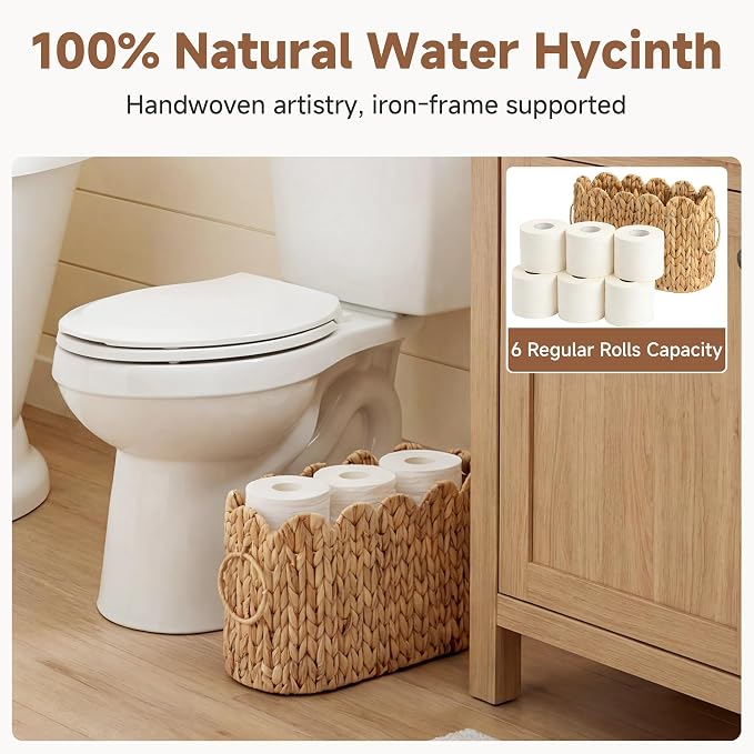 StorageWorks Scalloped Bathroom Toilet Paper Storage Holder, Wicker Toilet - Image 4