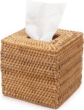 Rattan Tissue Box Cover Square, Wicker Tissue Box Holder, Decorative Woven by XIMISISE