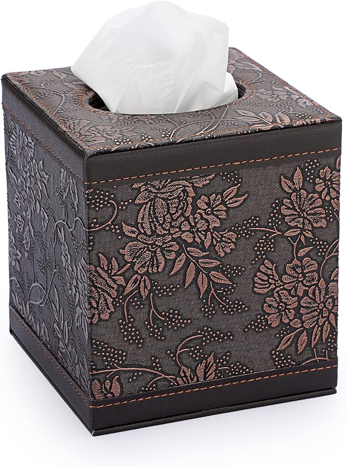 Sumnacon Square Leather Tissue Box Cover by Sumnacon