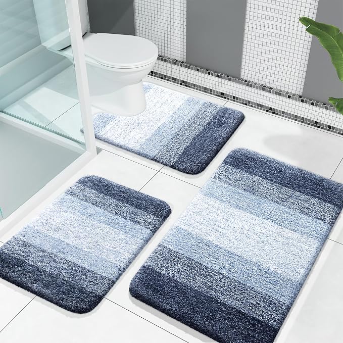 OLANLY Bathroom Rugs Sets 3 Piece, Soft Absorbent Microfiber Bath Mats and by OLANLY