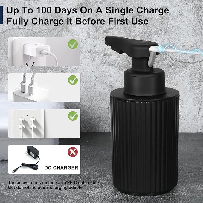 Automatic Soap Dispenser Liquid Touchless: 9oz Black Plastic - Image 6