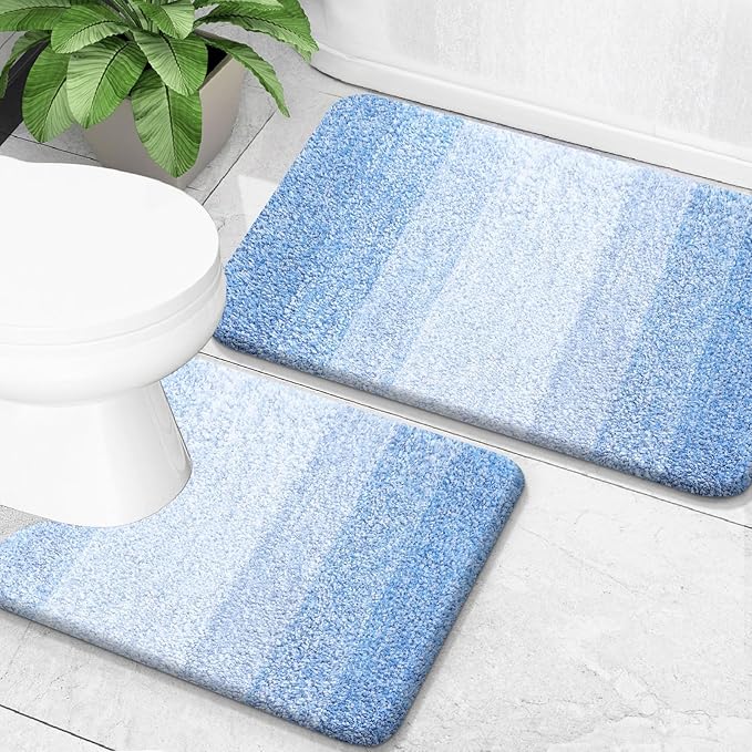 OLANLY Bathroom Rug Set 2 Piece, Soft Absorbent Microfiber Bath Mats and by OLANLY