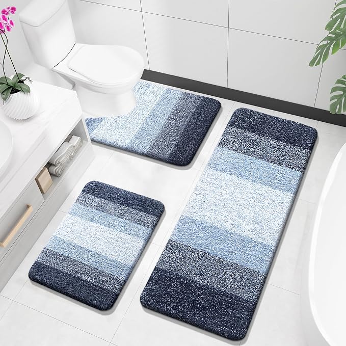 OLANLY Bathroom Rugs Sets 3 Piece, Soft Absorbent Microfiber Bath Mats and by OLANLY