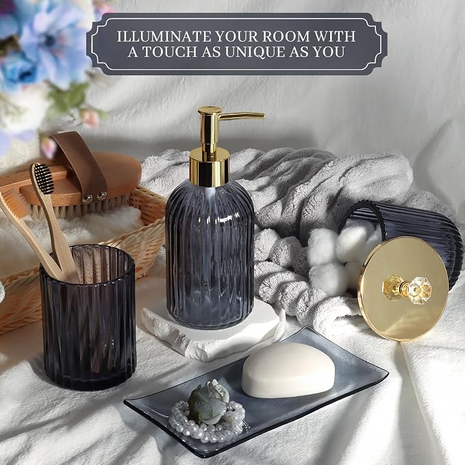 Designer Blue Glass Bathroom Accessories Sets - Image 3