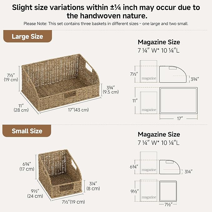 StorageWorks Seagrass Pantry Storage Baskets, Wicker Baskets - Image 2