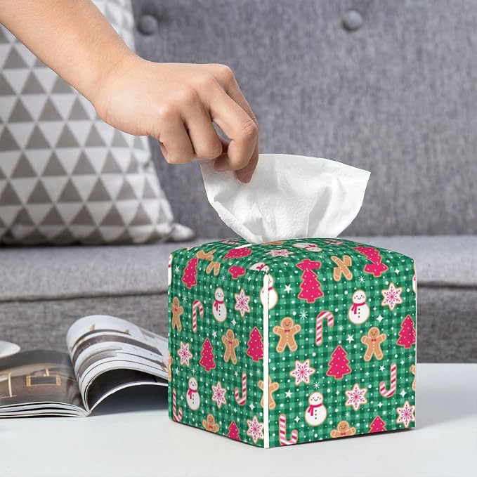 Christmas Gingerbread and Snowman Tissue Box Cover Square, Merry Christmas - Image 6