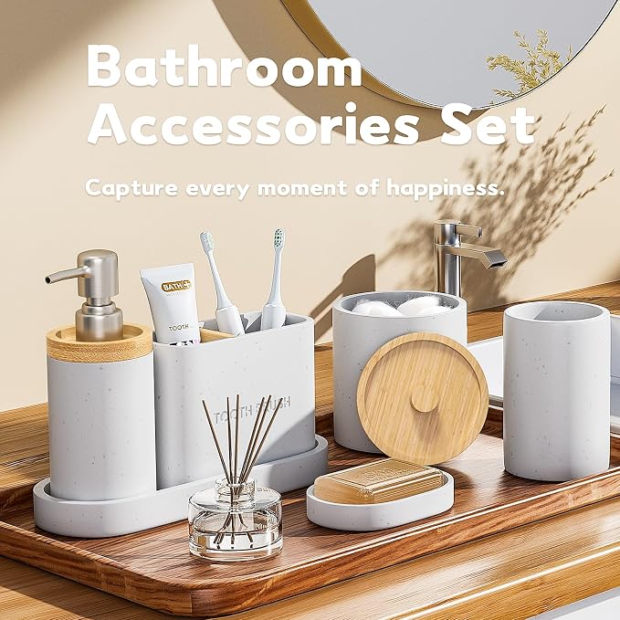 Bathroom Accessories Set, Large-Sized Toothbrush Holders Set, Soap Dispenser - Image 5