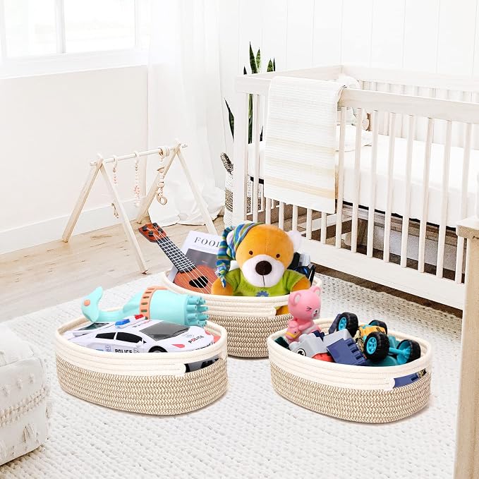7 Piece Cotton Rope Woven Basket Set - Image 7