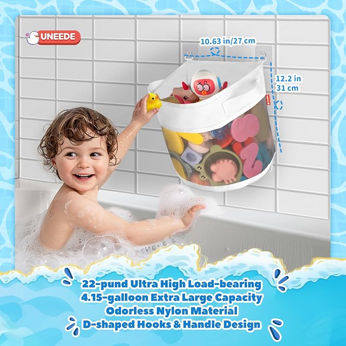 UNEEDE Bath Toy Organizer, 4.15 Gallons Bathtub Toy Storage Organizer, Quick - Image 4