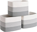 3 Pack Cube Storage Bin, 17”x12”x12” Cotton Rope Woven Baskets by Degeyoyo