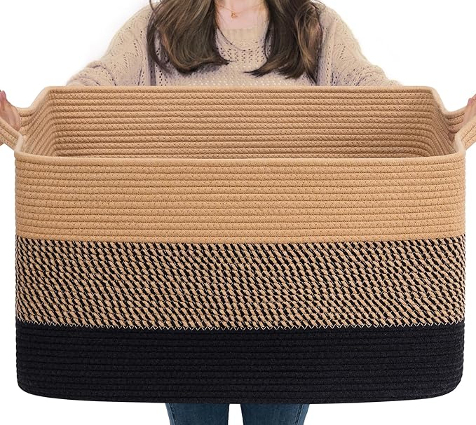 Goodpick Large Blanket Basket 22" x 17" x 12" Wicker Laundry Baskets by Goodpick