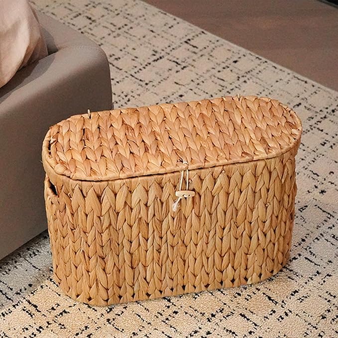 PINXIURY Water Hyacinth Toilet Paper Storage Basket, Bathroom Toilet Organizer - Image 6