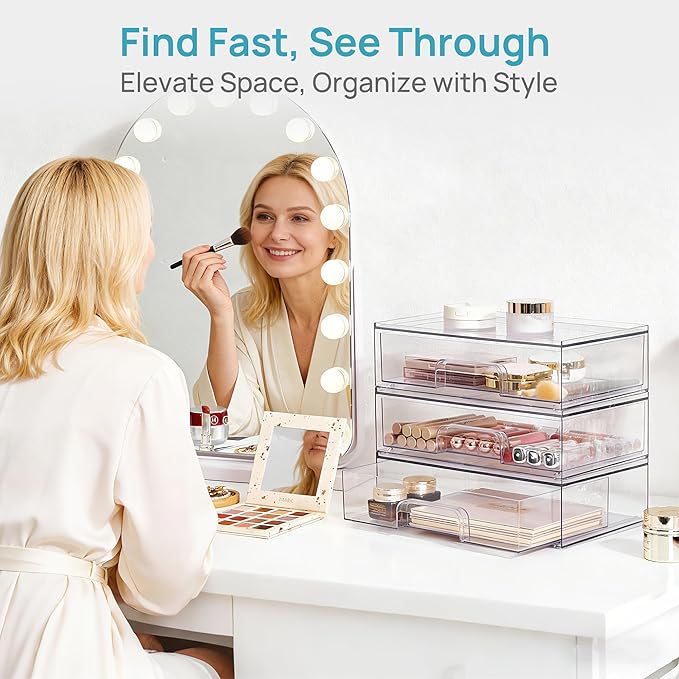 Vtopmart 12.1''W Clear Stackable Storage Drawers, 2 Pack Acrylic Plastic - Image 5