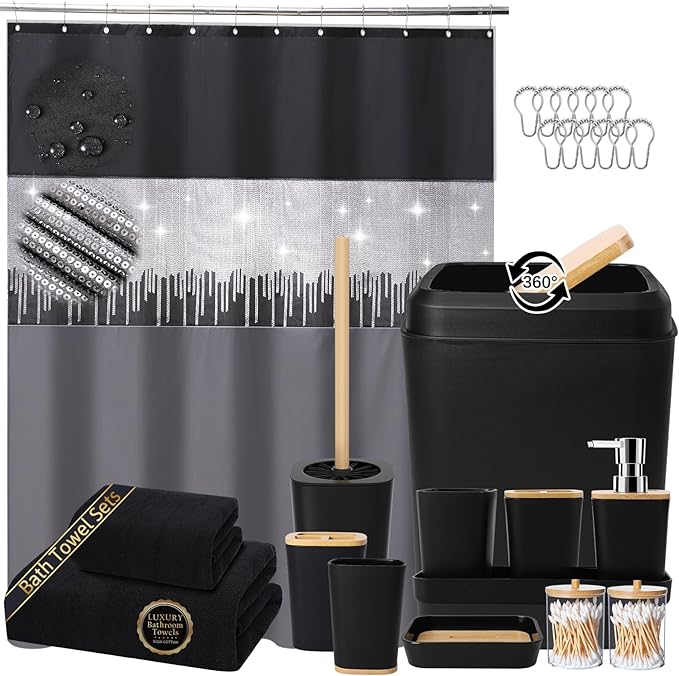Black Bathroom Accessories by BetterbathroomwithXLHOME