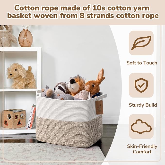 Goodpick Woven Storage Baskets for Organizing, Blanket Basket Living Room - Image 5