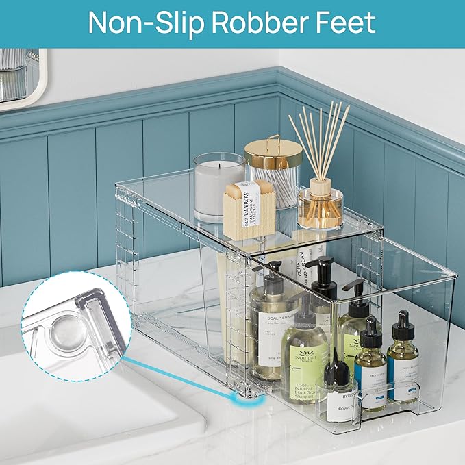 Vtopmart 4 Pack Clear Stackable Storage Drawers, Under Sink and Kitchen - Image 5