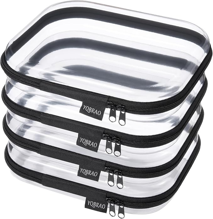 YQBRA 4 Pack Clear Hard Shell Zipper Case, See-Through Hard Plastic Organizer by Unknown