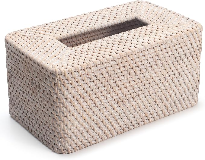 YANGQIHOME Rattan Tissue Box Cover, Rectangle Wicker Tissue Box Holder - Image 6