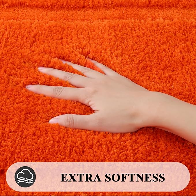 SHACOS Orange Fall Bathroom Rugs Sets 3 Piece, Soft Fluffy Water Absorbent - Image 4
