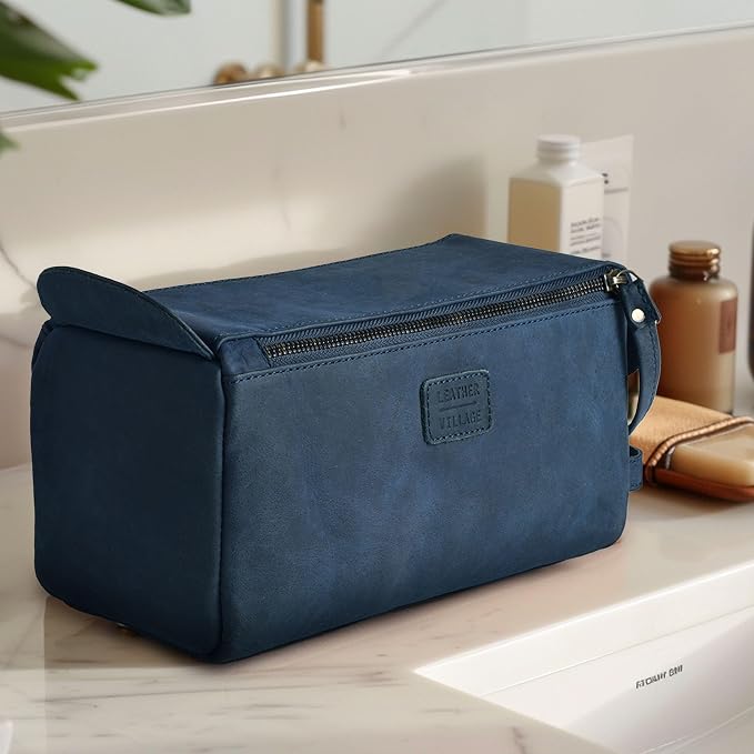 LEATHER VILLAGE Genuine Leather Travel Toiletry Bag - Image 9