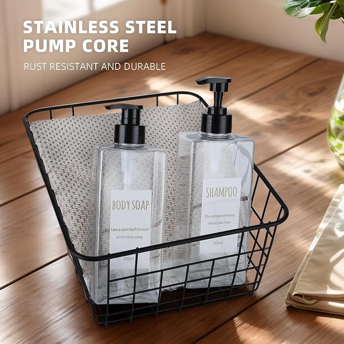 Shampoo and Conditioner Dispenser Modern Refillable Shampoo Pump Bottles - Image 4