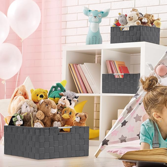 Sorbus Storage Box Woven Basket Bin Container Tote Cube Organizer Set Stackable - Image 4