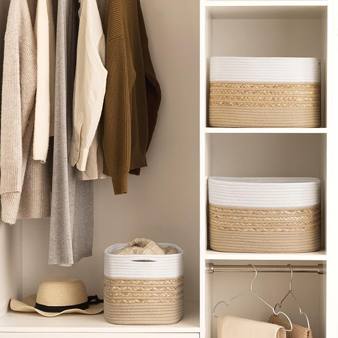 UBBCARE 4 Pack Baskets for Organizing, Woven Storage Baskets for Toys and Towel - Image 6