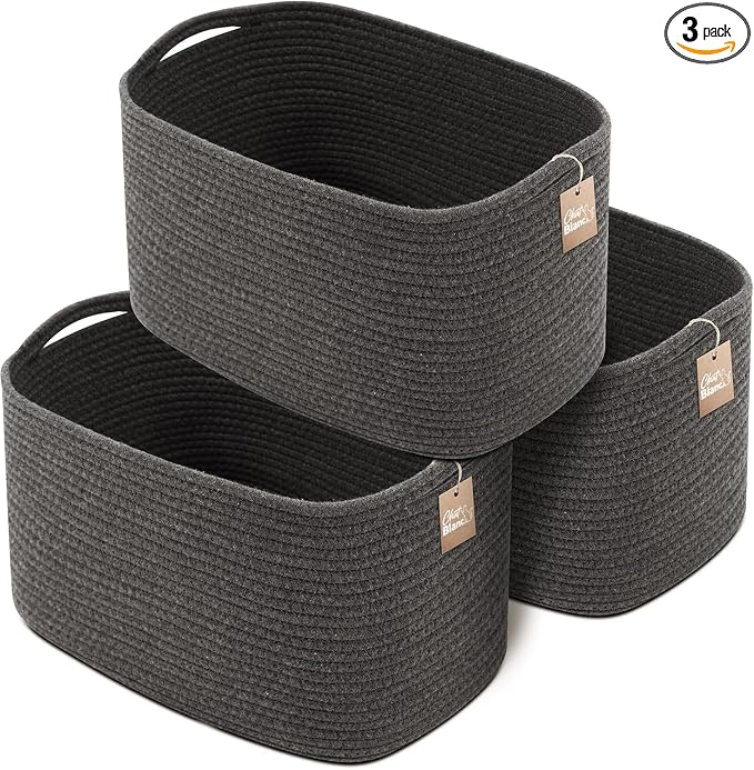 CHAT BLANC Cotton Rope Baskets for Organizing | Storage Baskets for Shelves | by CHATBLANC
