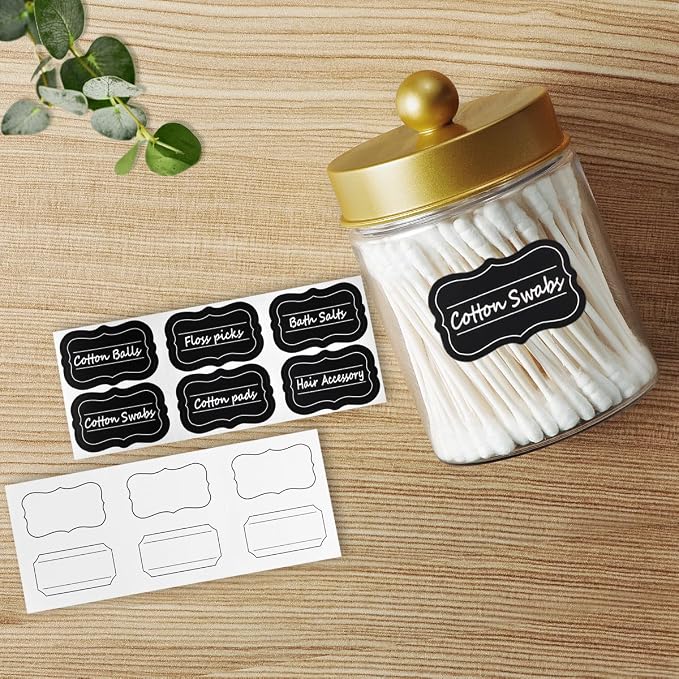 Amolliar Qtip Holder Dispenser - 8 oz Plastic Apothecary Jar Containers - Image 3