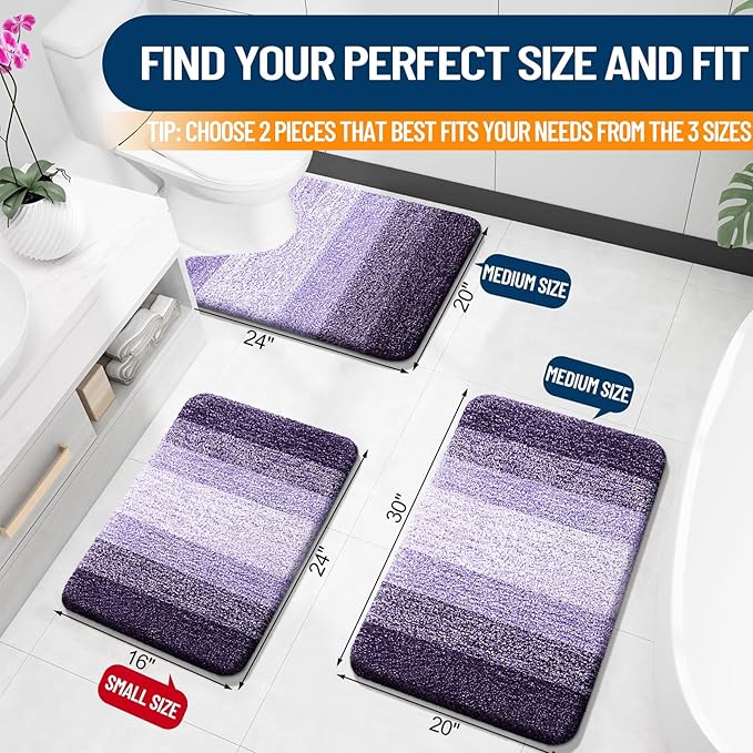 OLANLY Bathroom Rug Set 2 Piece, Soft Absorbent Microfiber Bath Mats and - Image 3