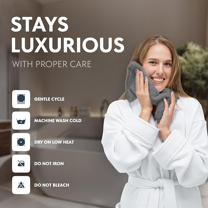 White Classic Luxury Cotton Washcloths 13x13 Inch - Image 7