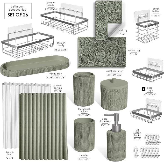 Clara Clark Sage Green Bathroom Set - Image 2
