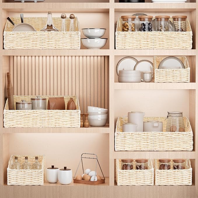 Ollieroo Rattan Storage Baskets, Handwoven Wicker Storage Bins - Image 6