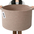 115L Large Blanket Basket, 23.6" L x 23.6" W x 15.7" H Rope Woven Baskets by HZFTJOY