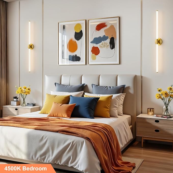 Glod Wall Sconces Set of 2 Hardwired, Dimmable 5CCT LED Bathroom Light Fixtures - Image 8