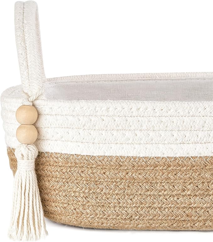 Mkono Small Storage Basket for Toilet Tank Top Boho Bathroom Decor Woven Rope - Image 4