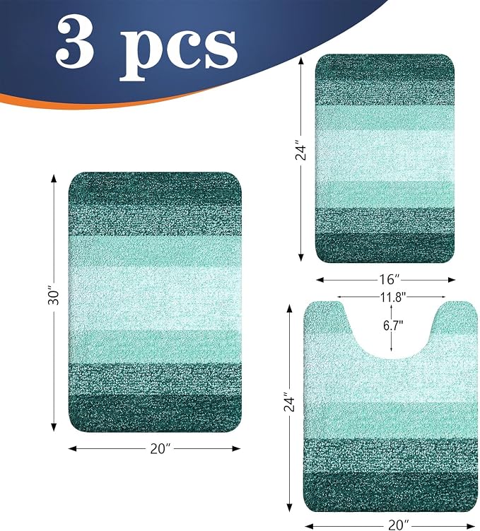 OLANLY Bathroom Rugs Sets 3 Piece, Soft Absorbent Microfiber Bath Mats and - Image 2