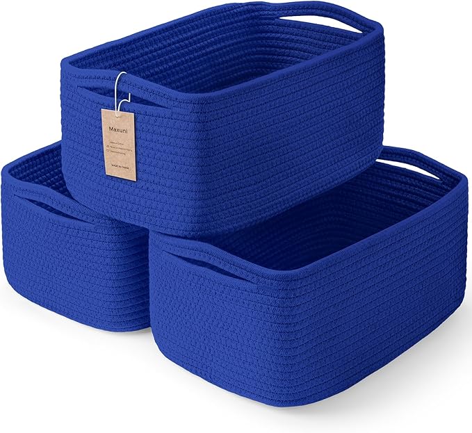 3-Pack Storage Baskets for Organizing | Woven Shelf Toy Basket | Rope Baskets by MaxuniTechLife