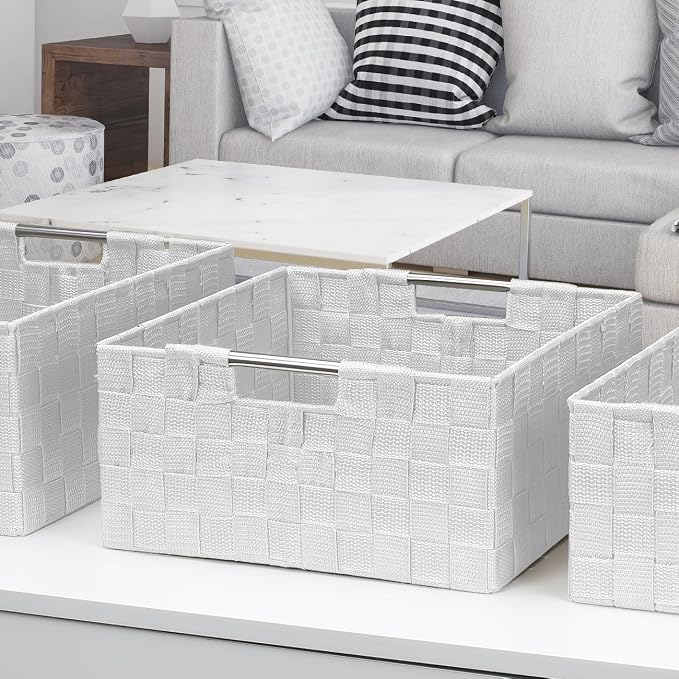Sorbus Storage Box Woven Basket Bin Container Tote Cube Organizer Set Stackable - Image 5
