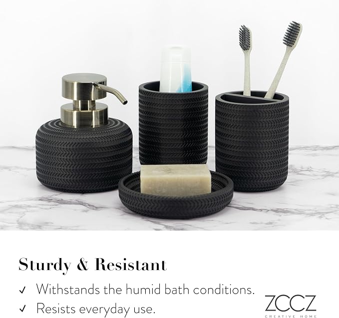 ZCCZ Black Bathroom Accessories Set 4 Pcs - Image 5