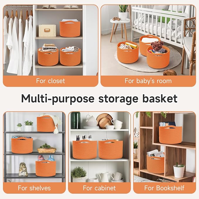 Small Rope Baskets for Storage, Baskets for Gifts Empty, Cute Round Woven Basket - Image 7