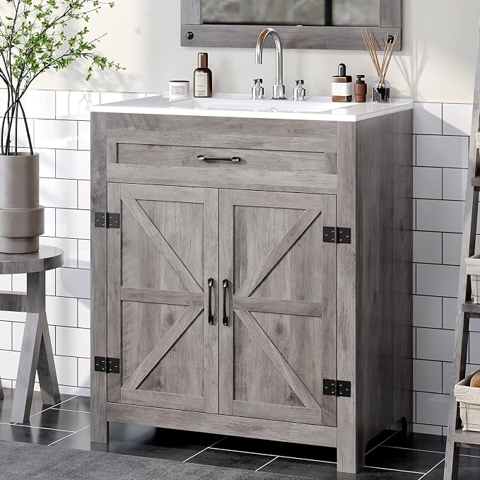 VINGLI 30" Farmhouse Bathroom Vanity by VINGLI