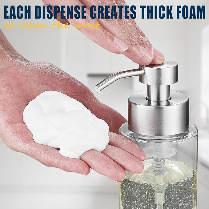 Doiliese Glass Foaming Hand Soap Dispenser, 10 oz Easy Refill Glass Soap - Image 3